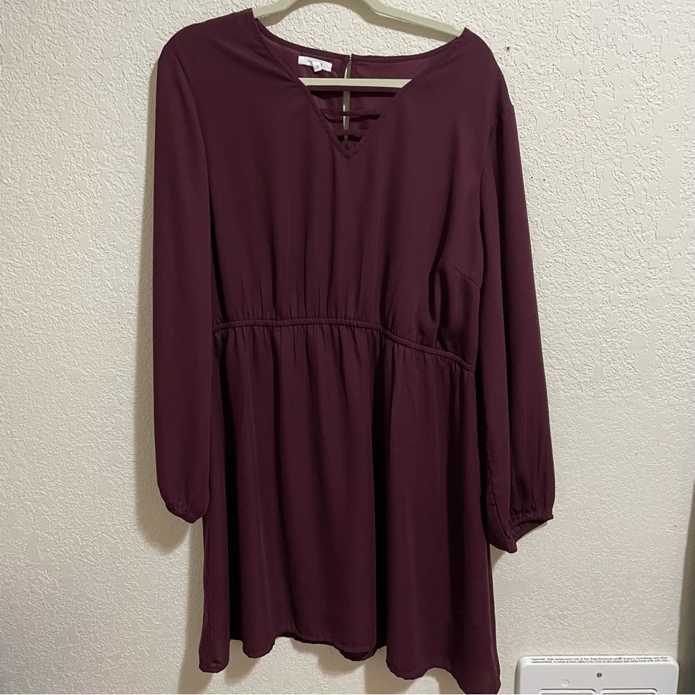 Maurices Maroon Long sleeve dress size 1